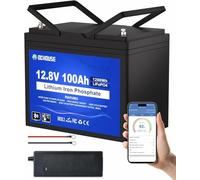 DCHOUSE 12V 100AH LiFePO4 Bluetooth Lithium Batterie,mit 10A Batterie Ladegeräte,100A BMS Niedertemperaturschutz,1280Wh Autobatterie für Trolling-Motor,Wohnmobil,Wohnwagen,Solaranlage