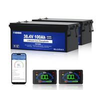 DCHOUSE 2 Pack 36V 100Ah LiFePO4, Golf Cart Lithium Batterie, mit LCD Monitor, Built-in Smart 150A BMS,Peak Current 500A,Deep Cycles Lithium Batterie für Golf Carts, Boot