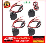 DE 4x 12V Auto KFZ Zigarettenanzünder Dose Buchse Einbau Steckdose Adapter Kabel