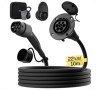 dé Typ 2 Verlängerungskabel [10m, 22kW, 32A] 3-Phasen Ladekabel 400V, Schutzart IP54, kompatibel mit Allen IEC62196-2 BEV und HPEV, mit Tragetasche