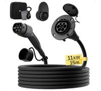 dé Typ 2 Verlängerungskabel [15m, 11kW, 16A] 3-Phasen Ladekabel 400V, Schutzart IP54, kompatibel mit Allen IEC62196-2 BEV und HPEV, mit Tragetasche