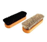 DELARA Zwei hochwertige Polierbürsten aus lackiertem Buchenholz mit Griffkehlen, 100% weiches Rosshaar - Made in Germany
