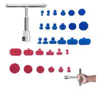 Dellen Reparaturset Auto T-förmiger Ausbeulwerkzeug mit 30 Klebepads in Blau und Rot zur einfachen Dellenentfernung für Fahrzeugkarosserie, Waschmaschine, Kühlschrank und Metalloberflächen