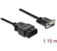 Delock Adapterkabel OBD-2 Stecker auf Sub-D 9 Pin Buchse mit Schrauben 1.15 m (64353)