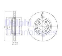 DELPHI Bremsscheibe vorne rechts links belüftet 281mm für ALFA ROMEO JEEP FIAT BG4314