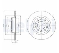 DELPHI Bremsscheibe hinten rechts links voll 264mm für ALFA ROMEO BG4315