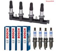 DELPHI Zündspule + 4x BOSCH Zündkerze für Mercedes-Benz A-Klasse W168 A 140