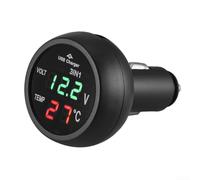 Desiumite VST-706 Digitales Auto-Voltmeter und Thermometer mit 3-in-1 Auto, 12 V/24 V Batterie-Monitor, LED-Display, USB-Ladegerät, Temperatur und Voltmeter (rot grün)