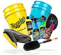 detailmate 2 Eimer Wasch Set Auto Waschhandschuh + Meguiars Wash & Wax Autoshampoo + 2X Wasch Eimer 1x Schmutzsieb + Hybrid Ceramic Detailer + Hot Rims Wheel Cleaner Felgenreiniger + Felgenbürste