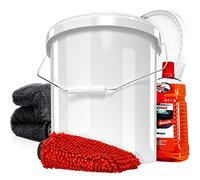 detailmate Auto & Motorrad Wasch Set: SONAX Autoshampoo Konzentrat 2L + Wascheimer mit passendem Deckel + Mikrofaser Chenille Waschhandschuh + saugstarkes Trockentuch, 50x80cm, 1000GSM
