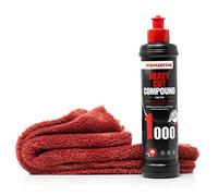detailmate Auto Polier Set - Autopflege: Menzerna Autopolitur Heavy Cut Compound 1000, 250 ml - Kratzer entfernen + Mikrofaser Auto Poliertuch, 40x40cm, perfekt zum Auspolieren auf Autolack