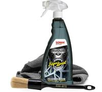 detailmate Felgen Reiniger Set - SONAX FelgenBeast Felgenreiniger 1L + Nuke Guys Reinigungs Pinsel + Allrounder Mikrofasertuch 40x40cm, 380 GSM + Schutzhandschuhe