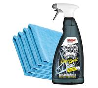 detailmate SONAX FelgenBeast 1L Set Basic: Säurefreier Felgenreiniger mit Wirkindikator zur schonenden Felgenreinigung im Winter + 4 Mikrofasertücher 40x40cm, 320 GSM