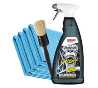 detailmate SONAX FelgenBeast 1L Set Premium: Säurefreier Felgenreiniger mit Wirkindikator zur schonenden Felgenreinigung + ValetPRO Reinigungspinsel + 4 Mikrofasertücher 320 GSM