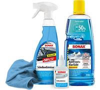 detailzone Auto Winterset 4-teilig SONAX Scheibenenteiser, Schlossenteiser, Antifrost Konzentrat Citrus, Mikrofasertuch - hochwertige Autopflege für die kalte Jahreszeit
