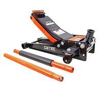 DeTec. hydraulischer Wagenheber 3t - orange | Rangier-Autoheber flach 3 Tonnen | Doppelkolbenantrieb (Einschubtiefe 75 mm, maximale Höhe 500 mm, Tragkraft 3000 kg, Pumpstange Länge: 1150 mm)