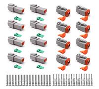 Deutscher Stecker KFZ 2 Polig,DT-Stecker-Set,8 Sätze Wasserdichter Elektrischer Steckverbinder,22-18AWG DT Serie Kabelstecker für Auto, Motorräder, LKW, Boots