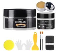 DEWEL Leder Reparatur Set Lederpflege 100g Leder Farbbalsam Grau Kunstleder Reparaturset mit 50g Lederreparaturpaste 50g Lederöl,für Leder Restaurierung Risse Löcher von Sofas Autos Jacken Schuhen