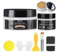 DEWEL Leder Reparatur Set Lederpflege 100g Leder Farbbalsam Weiß Kunstleder Reparaturset mit 50g Lederreparaturpaste 50g Lederöl,für Leder Restaurierung Risse Löcher von Sofas Autos Jacken Schuhen