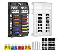 Deyooxi 12 Fach Sicherungshalter kfz - 12V Sicherungskasten Boot, DC 12V-32V 100A Sicherungsblock mit 24er Sicherungen für Kfz, Boot, Marine, SUV,Wohnmobil