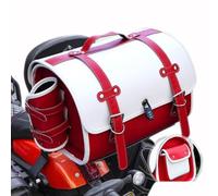 DIALFA Motorrad Topcase für Piaggio Vespa GTS GTV 250 300, Leder wasserdichte Retro Motorrad Pannier Satteltasche Reisetasche Große Kapazität Gepäckträgertaschen,C Red