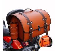 DIALFA Motorrad Topcase für Vespa GTS GTV 250 300, Leder wasserdichte Retro Motorrad Pannier Satteltasche Reisetasche Große Kapazität Gepäckträgertaschen,E Brown+Coffee