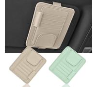 DIFLAX 2 Stück Auto Sonnenblende Veranstalter Brillenhalter für Auto Armaturenbrett Sonnenbrillen Clip Sonnenblende Aufbewahrungsclip für Speicherung Sonnenbrille Stift Visitenkarte (Grau+Grün)