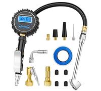 Digitaler Reifenfüller mit Manometer 200 PSI Luftdruckprüfer Reifendruckmesser Druckluft Messgerät mit LCD-Display Kompressor Zubehör für Auto Motorrad Fahrrad Fahrzeug