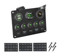 DIGNIFE Marineschalter, 12V LED Wasserdicht Kippschalter Panel Dual USB Port Outlet Kombination Digital Voltmeter for Auto Marine RV Schiff(Green)