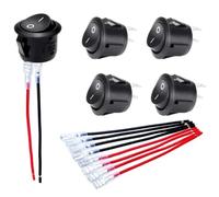 DIGNIFE Marineschalter, 5Pcs Auto 20mm Mini Runde Wippschalter EIN Aus 12 Volt Kippschalter 12 V Automotive RV 2 Pin Schalter 120 V Mit Draht
