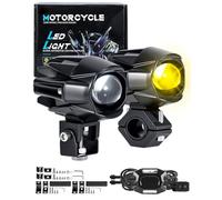 Dinfu 60W led Motorrad Zusatzscheinwerfer Runde LED Nebelscheinwerfer | 9-60v IP68 Spotlights 5 Blitzmuster mit Beam-Kit und 2 Montagehalterungen für Motorrad ATV UTV Dirt Bike 4x4 Pickup Truck