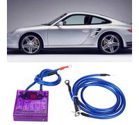 Dioche 12-Volt-Spannungsregler Universal-Kraftstoffspar-Spannungsstabilisator-Regler-Kit mit 3 Roten Erdungskabeln für 12-V-Fahrzeuge (PURPLE)