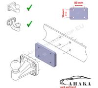 Distanzplatte 12mm Anhängebock 83 x 56 mm für Mitsubishi L 200 II 1987-96 4 Loch