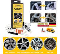 DIY Alufelgen Reparatur Set Silber Felgenreparaturset Kratzer Risse Dellen NEU.