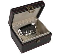 Diyife Autoschlüssel Faraday Box, Keyless Go Schutz Autoschlüssel Box, Premium Leder Anti-Diebstahl Schutz RFID Signal Blocking Box, 117 x 92 x 64 mm