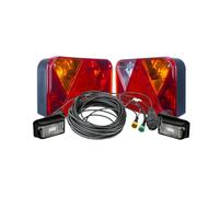 DOBPLAST Anhänger Beleuchtungsset DPT35 Rückleuchten und DPT15 LED Begrenzungsleuchten mit MANTES Kabelbaum 7 m 13-poliger Stecker Schnellverbinder für Anhänger E20 geprüft 12 V