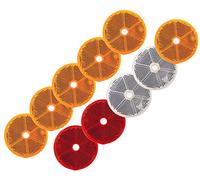 DOJA Barcelona | Anhänger Reflektor Rund Mix Universal | Pack 10 | Anhänger Beleuchtung, Dreieck Rückstrahler, Auto Reflektoren, Motorrad Reflektorband, Wohnwagen Katzenaugen Selbstklebend