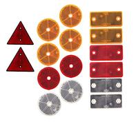 DOJA Barcelona | Anhänger Reflektor Rund, Rechteckig, Dreieck Mix Universal | Pack 16 | Anhänger Beleuchtung, Dreieck Rückstrahler, Auto Reflektoren, Motorrad Reflektorband, Wohnwagen Katzenaugen