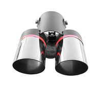 Doppel Auspuffblende Endrohr Auspuff Edelstahl Sport Rund Sportauspuff Universal Chrom Tuning Doppelblende Blende Schalldampfer Rostfrei AutoHobby
