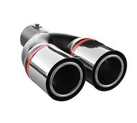 Doppel Endrohr Endrohrblenden Auspuffblende Auspuff Blende Endstück Schalldampf Sportauspuff Universal Edelstahl Poliert Tuning Sport bis 56mm