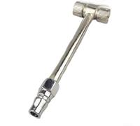 Doppelkopf-Luftdüse für Auto, Motorrad, Fahrrad, Reifenfüller, Schlauch mit T-Adapter, orangefarbenes Metall (T-förmiger Stahl)