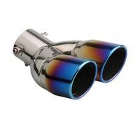 Doppelrohr-Auspuffblende Aus Edelstahl Hinteren Auspuffbereich Gebogenes Endrohr 3 Zoll Innendurchmesser Gerollte Kante Schräg Geschnitten(Blue)