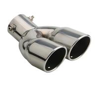 Doppelrohr-Auspuffblende Aus Edelstahl Hinteren Auspuffbereich Gebogenes Endrohr 3 Zoll Innendurchmesser Gerollte Kante Schräg Geschnitten(Silver)