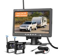 Drahtloses Rückfahrkamera Set mit 7-Zoll Monitor,2 Rückfahrkamera IP68 wasserdichte IR-Nachtsicht Wireless Auto Kamera, für RV Truck Bus PKW LKW-Wohnmobile 12V-36V