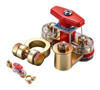 Drehbarer Batterie-Hauptschalter Doppelkopf Plus/Minus Trennschalter aus Reinkupfer Rostschutz für 12V-24V KFZ LKW Boot mit Schlüssel Einfache Montage