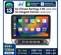 Drehknopf Carplay 128GB Android 14 Autoradio GPS Für Citroen Berlingo 2 B9 -2019