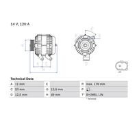 BOSCH Generator 14V 120A für FORD 0 986 082 220