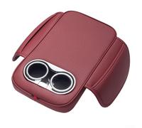 Drivstraw Leder-Armlehnen-Kasten-Erhöhung für Auto-Mittelkonsole - verbesserte Ellenbogenstütze mit Tasche, passend für die meisten Fahrzeuge (Rot/Schwarz/Beige/Grau) (Rot)