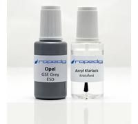 dropedo Lackstift Set passend für Opel ESD GSE Grey 20ml + Klarlack 20ml | Wasserbasislack wie vom Lackierer, nach Original-Farbcode gemischt, Pinsel im Deckel, für Steinschlag und Kratzer