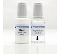dropedo Lackstift Set passend für Opel EWP White Jade 20ml + Klarlack 20ml | Wasserbasislack wie vom Lackierer, nach Original-Farbcode gemischt, Pinsel im Deckel, für Steinschlag und Kratzer